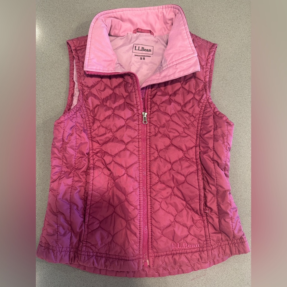 LL Bean Kids Pink Quilted Vest